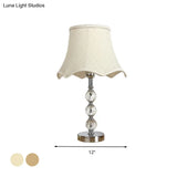 Scalloped Crystal Table Lamp - Elegant Living Room Nightstand Light Beige/Light Brown With Braided