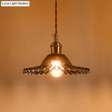 Scalloped Edge Pendant Light - Vintage Industrial Glass Hanging For Living Room