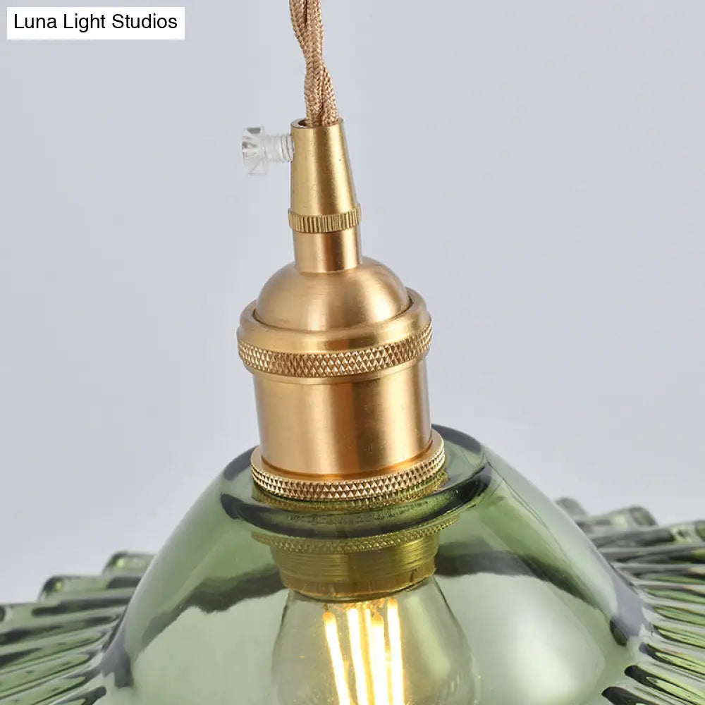 Scalloped Edge Pendant Light - Vintage Industrial Glass Hanging For Living Room