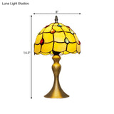 Scalloped Hand Cut Glass Night Light Table Lamp With Jewel Deco Classic Brass Design