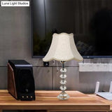 Scalloped Living Room Table Lamp In Pink/Red/Coffee With Crystal Accent