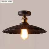 Scalloped Metal Ceiling Mount Industrial Restaurant Light In Black