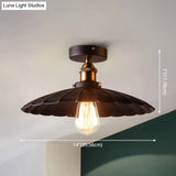 Scalloped Metal Ceiling Mount Industrial Restaurant Light In Black