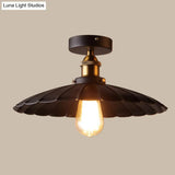 Scalloped Metal Ceiling Mount Industrial Restaurant Light In Black