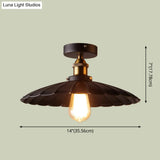 Scalloped Metal Ceiling Mount Industrial Restaurant Light In Black