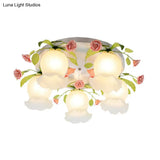 Scalloped Metal White Ceiling Light: 3/5 Lights Flush Mount Fixture For Living Room
