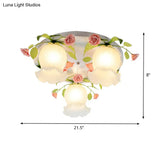 Scalloped Metal White Ceiling Light: 3/5 Lights Flush Mount Fixture For Living Room