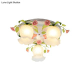 Scalloped Metal White Ceiling Light: 3/5 Lights Flush Mount Fixture For Living Room