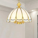 Scalloped Opal Glass Ceiling Chandelier Lamp In Brass - Small/Large (3/5 Lights) Vintage Lighting /