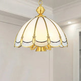 Scalloped Opal Glass Ceiling Chandelier Lamp In Brass - Small/Large (3/5 Lights) Vintage Lighting /