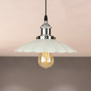 Scalloped Pendant Lighting 1-Bulb Hanging Light Fixture - Loft Style Rust/Chrome Finish Ideal For