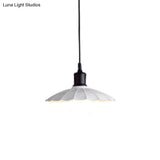 Modern Scalloped Shade Ceiling Pendant - 10/12 Width 1 Bulb Metal White / 10