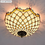 Scalloped White Glass Tiffany Ceiling Light Fixture - Ideal For Corridor