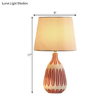 Scandinavian Barrel Nightstand Lamp In Light Pink/Green/Purple With Fabric Shade For Bedside