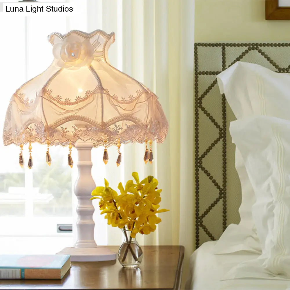 Scandinavian Fabric Panel Dome Table Light - Crystal Spears Décor White