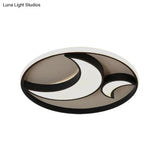 Scandinavian Led Acrylic Moon Flush Mount Ceiling Light: Black Finish Ideal For Living Room