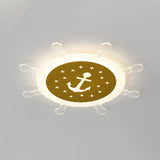 Seaside Anchor Ceiling Light In Yellow For Bedroom - Acrylic Flush Mount Fixture / 18’ Warm