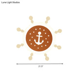 Seaside Anchor Ceiling Light In Yellow For Bedroom - Acrylic Flush Mount Fixture