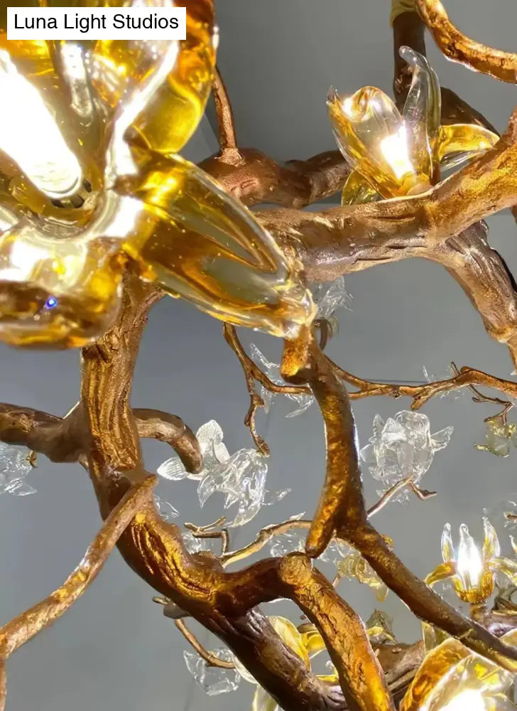 Selene Victorian Palm Crystal Chandelier Brass Pendant Light for Villa & Hotels chandelier