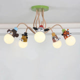 Semi Flush Cartoon Metal Orange Ceiling Light With Animal - Friendly Exposed Bulb Fixture 5 /
