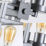 Semi Flush Industrial Metal Ceiling Lighting - Square Living Room 4 Lights Black/Silver/Gold