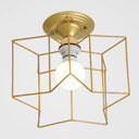 Semi Flush Industrial Metal Chandelier For Bedroom - Stylish Ceiling Mount Lighting Gold / 10’