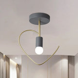 Semi Flush Macaron Iron Ceiling Light With Star/Loving Heart Frame - 1 - Light Grey/White/Green