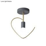 Semi Flush Macaron Iron Ceiling Light With Star/Loving Heart Frame - 1 - Light Grey/White/Green