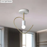 Semi Flush Macaron Iron Ceiling Light With Star/Loving Heart Frame - 1 - Light Grey/White/Green