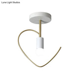 Semi Flush Macaron Iron Ceiling Light With Star/Loving Heart Frame - 1 - Light Grey/White/Green