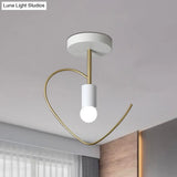 Semi Flush Macaron Iron Ceiling Light With Star/Loving Heart Frame - 1 - Light Grey/White/Green
