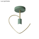 Semi Flush Macaron Iron Ceiling Light With Star/Loving Heart Frame - 1 - Light Grey/White/Green