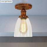 Semi Flush Mount Clear Glass Cone Industrial Ceiling Light Fixture With One Bulb In