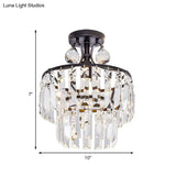 Semi Flush Mount Crystal Block Ceiling Light - Modern 2-Tier Design Black 1