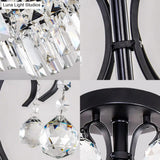 Semi Flush Mount Crystal Block Ceiling Light - Modern 2-Tier Design Black 1