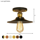 Semi Flush Wide Flared Ceiling Light - Rust/Chrome/Black Iron Finish 1 Warehouse Style