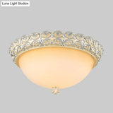 Semi - Globe Ceiling Lamp Rustic Style | 3 Heads Beige White Glass Flush Mount Light Fixture