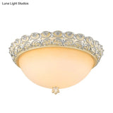 Semi - Globe Ceiling Lamp Rustic Style | 3 Heads Beige White Glass Flush Mount Light Fixture
