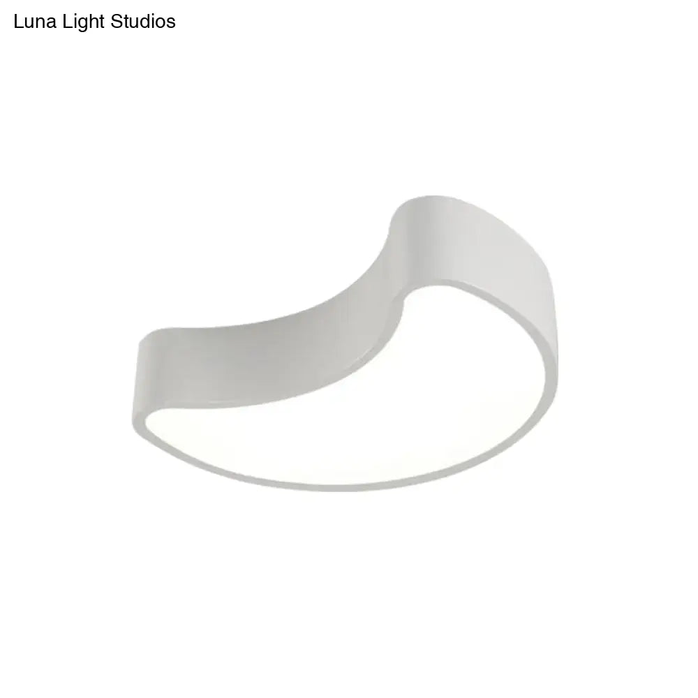 Semi-Moon Led Acrylic Flush Mount Ceiling Fixture For Kids’ Leisure Area - White/Red/Yellow Lighting
