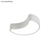 Semi-Moon Led Acrylic Flush Mount Ceiling Fixture For Kids’ Leisure Area - White/Red/Yellow Lighting