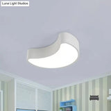 Semi-Moon Led Acrylic Flush Mount Ceiling Fixture For Kids’ Leisure Area - White/Red/Yellow Lighting
