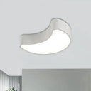 Semi-Moon Led Acrylic Flush Mount Ceiling Fixture For Kids’ Leisure Area - White/Red/Yellow