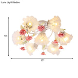 Semi Mount Ceiling Light Fixture - Countryside Spiral Design 7 Lights White Glass Ideal For Living