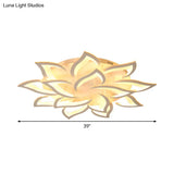 Semi Mount Floral Office Ceiling Flush Light With Acrylic Shade Modernist Design (5/10/14 Bulbs) In