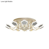 Semi - Mount Petal - Shaped Acrylic Led Ceiling Lamp With Crystal Draping - Black/White 23’/27’