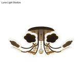 Semi - Mount Petal - Shaped Acrylic Led Ceiling Lamp With Crystal Draping - Black/White 23’/27’