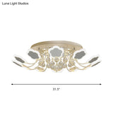 Semi - Mount Petal - Shaped Acrylic Led Ceiling Lamp With Crystal Draping - Black/White 23’/27’