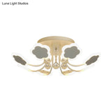 Semi - Mount Petal - Shaped Acrylic Led Ceiling Lamp With Crystal Draping - Black/White 23’/27’