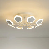 Semi - Mount Petal - Shaped Acrylic Led Ceiling Lamp With Crystal Draping - Black/White 23’/27’