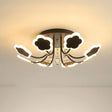 Semi - Mount Petal - Shaped Acrylic Led Ceiling Lamp With Crystal Draping - Black/White 23’/27’